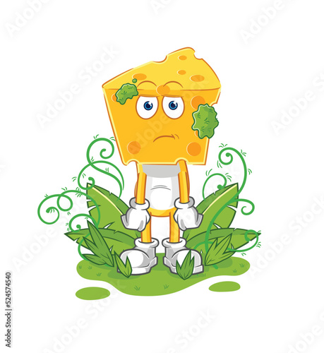 cheese head waiting too long mascot. cartoon vector