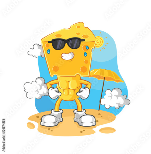 cheese head sunbathing in summer. character vector