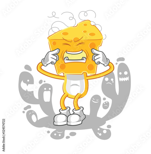 depressed cheese head character. cartoon vector