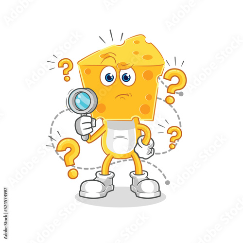 cheese head searching illustration. character vector