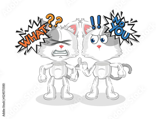 cat arguing each other cartoon vector