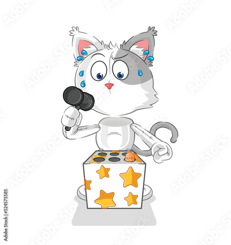 cat play whack a mole mascot. cartoon vector