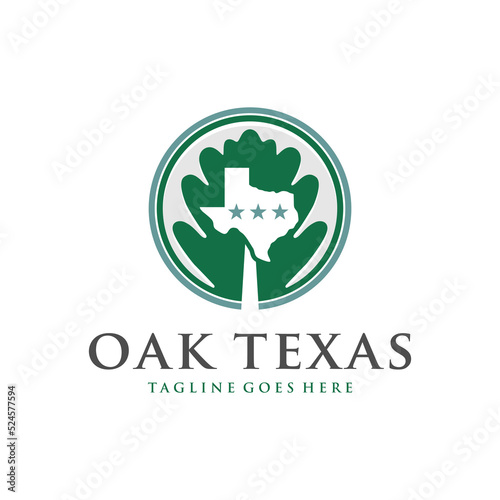 Texas oak illustration logo design