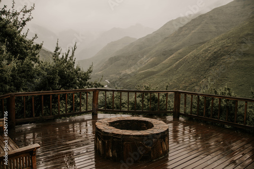 fire pit overlooking mountain valley in lesotho africa