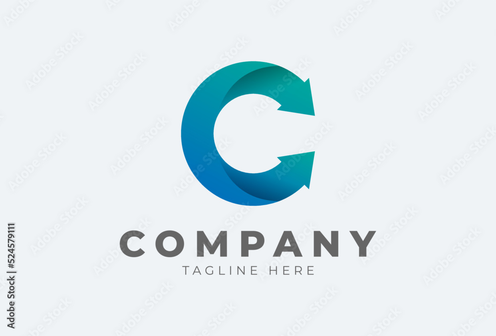 letter C arrow Gradient logo design inspiration, usable for brand and company logos, vector illustration