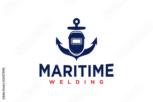 Shipyard welding logo design industrial ship manufacture ship building dockyard emblem metal work