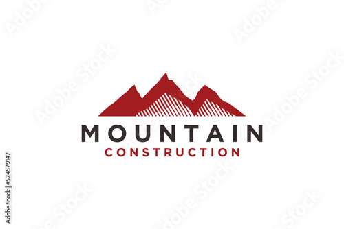 Red mountain logo design three peaks icon symbol
