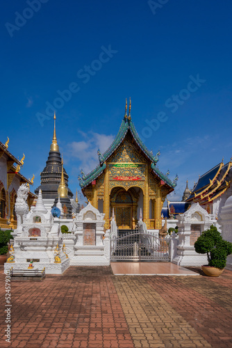Beautiful Wat Ban Den Temple is a famous place and travel destination attraction in Mae Tang district Chiang Mai, Northern Thailand. © pomphotothailand