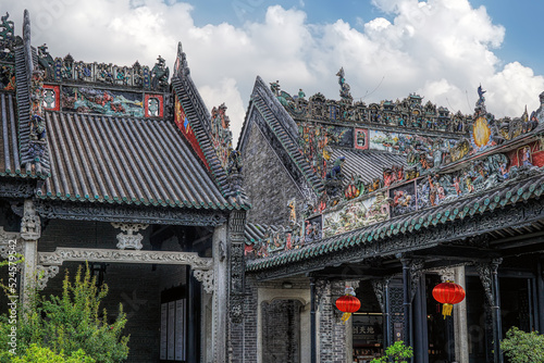  Guangzhou, Guangdong, China. The Chen Clan Ancestral Hall is an academic temple, built in 1894, exemplifies traditional Chinese Lingnan architecture. Now the Guangdong Folk Art Museum. 