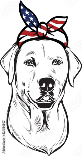 Labrador Dog vector eps , Dog in Bandana, sunglasses, Fourth , 4th July vector eps, Patriotic, USA Dog, Cricut Silhouette Cut File