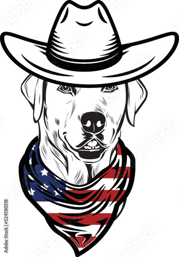 Labrador Dog vector eps , Dog in Bandana, sunglasses, Fourth , 4th July vector eps, Patriotic, USA Dog, Cricut Silhouette Cut File