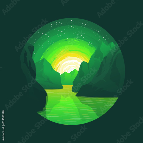 Beauty Cliff landscape vector illustration logo design