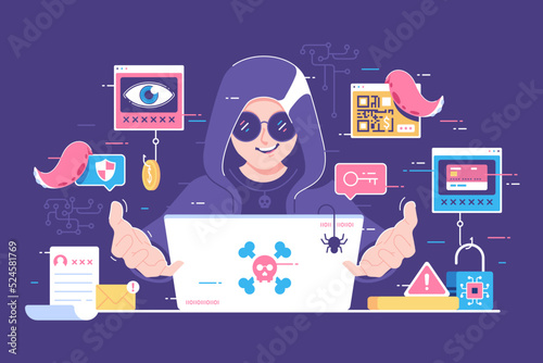 mysterious hacker concept illustration design