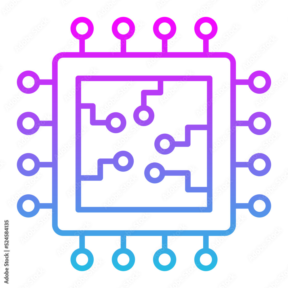 Microchip Line Gradient Icon Microchip Line Gradient Icon