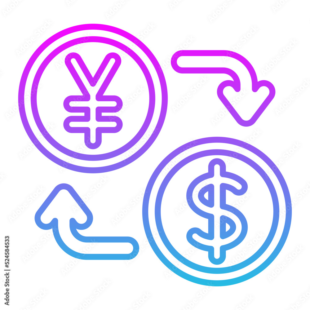 Currency Exchange Line Gradient Icon Currency Exchange Line Gradient Icon