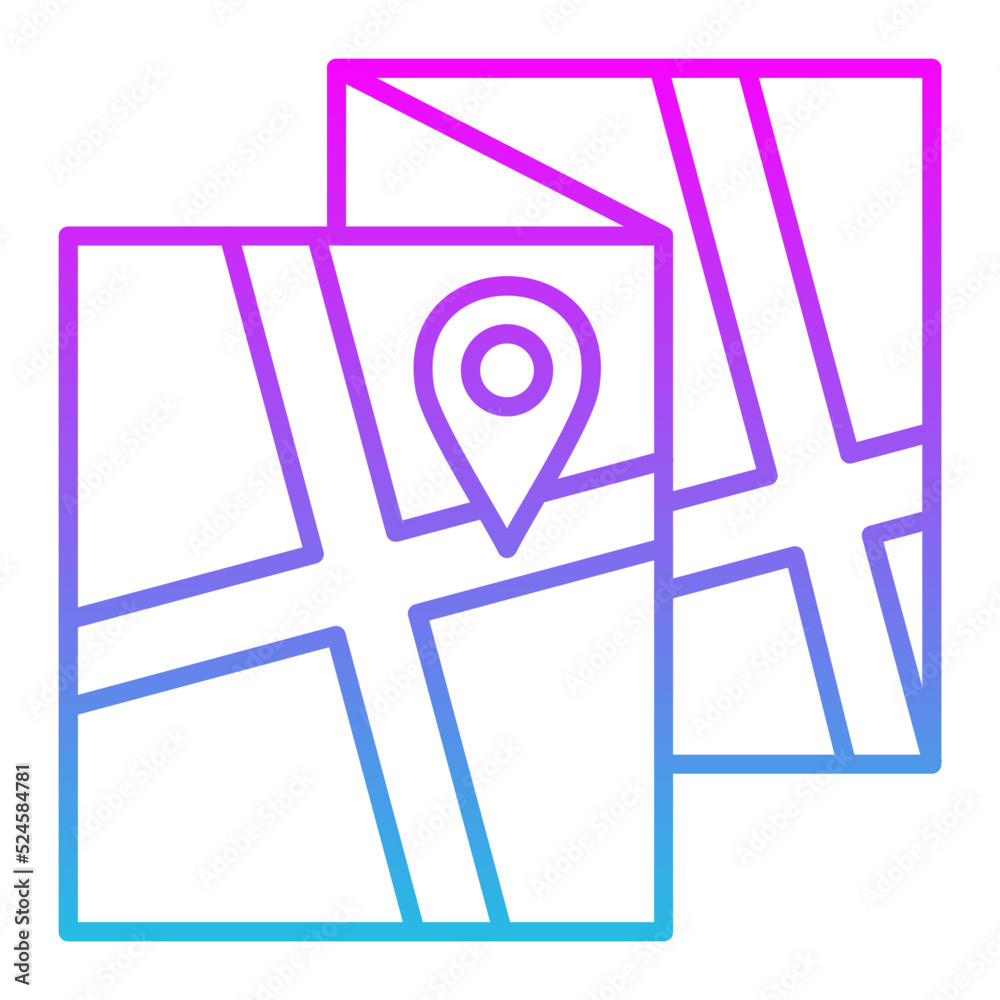 Map Line Gradient Icon
