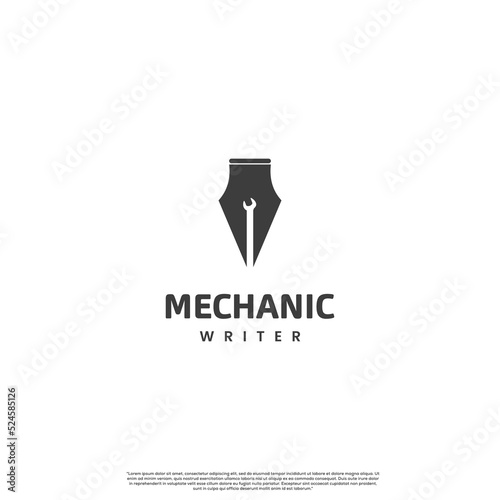 pen combine with wrench logo icon template