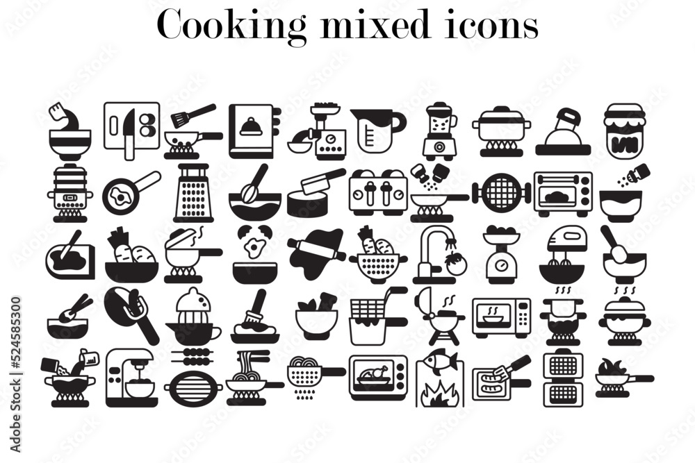 Set of cooking mixed icons. Cooking mixed icons. Set of cooking mixed icons. Cooking mixed icons.