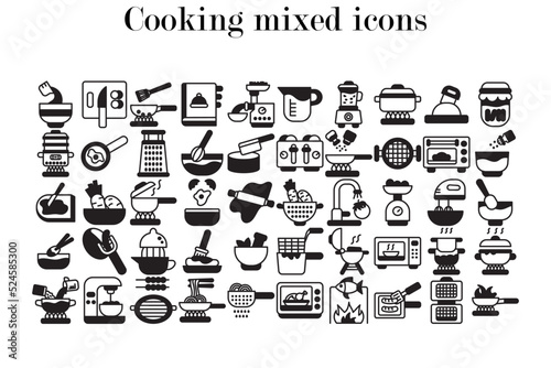 Set of cooking mixed icons. Cooking mixed icons.
