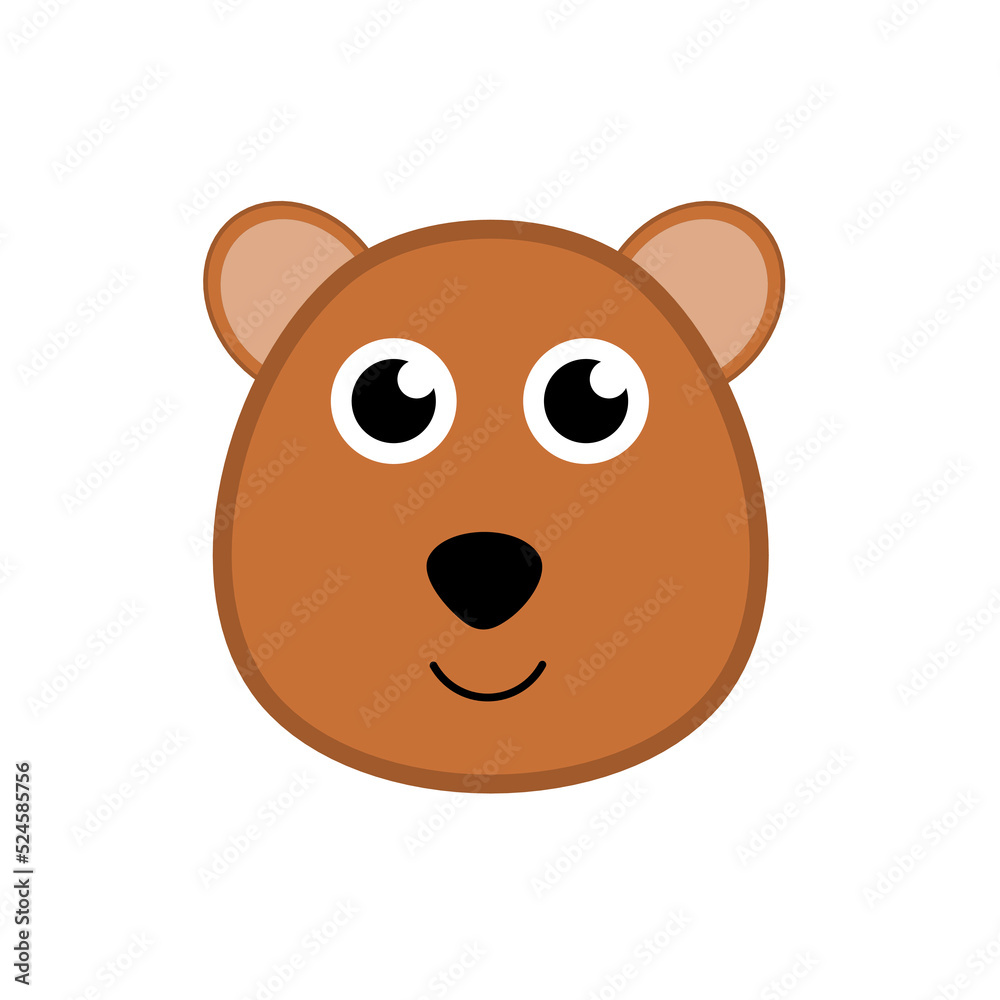 Cute baby bear. Baby bear face. Logo of a baby bear. Cute baby bear. Baby bear face. Logo of a baby bear.