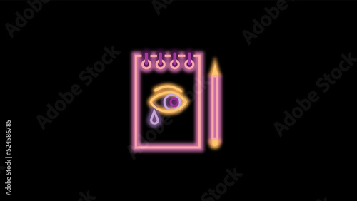Instagram icons for highlights in neon style for instagram account