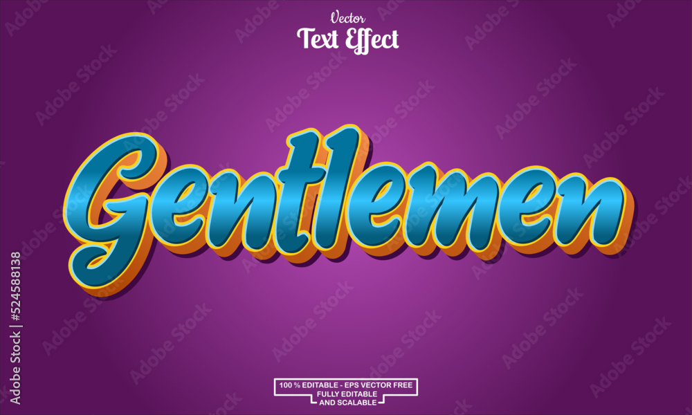 gentlemen text cartoon style Editable Text Effect