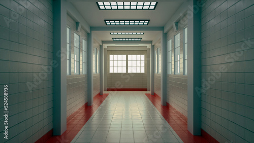 Premium photo render. Mental Hospital Hallway Scenes photo