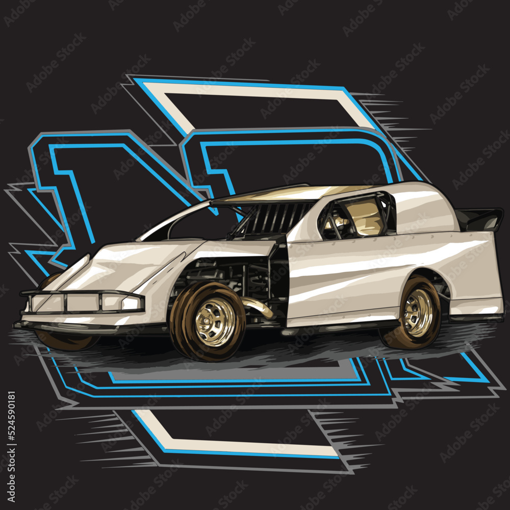 drag racing car isolated on black background for poster, t-shirt print, business element, social media content, blog, sticker, vlog, and card. vector illustration.
