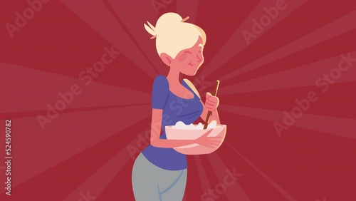 blong woman cooking kitchen recipe animation photo