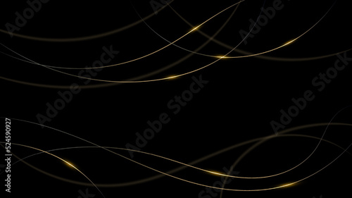 Modern luxury golden wave lines on black background