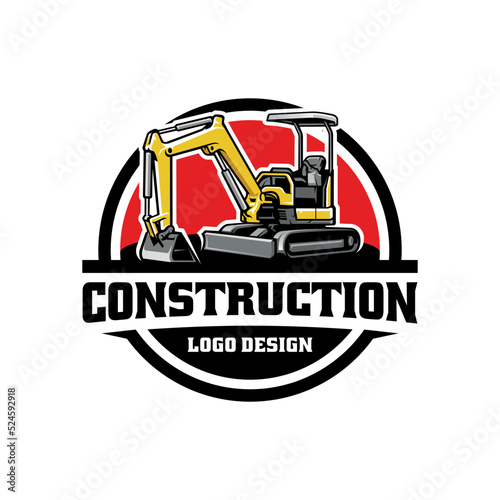 excavator heavy duty construction logo vector