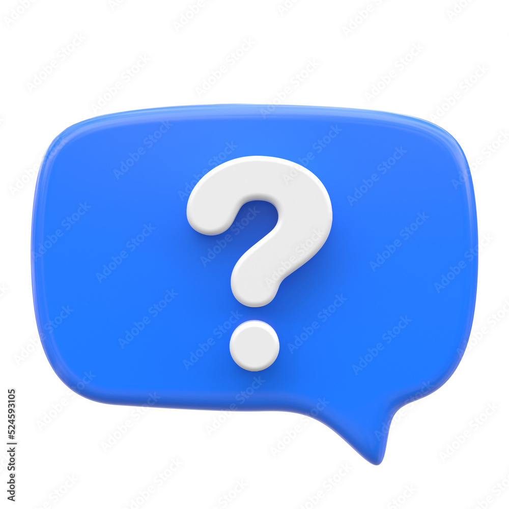 Question mark sign icon. Live chat. 3D icon. Question mark sign icon. Live chat. 3D icon.