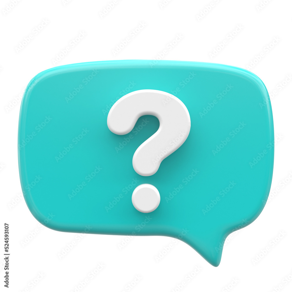 Question mark sign icon. Live chat. 3D icon. Question mark sign icon. Live chat. 3D icon.