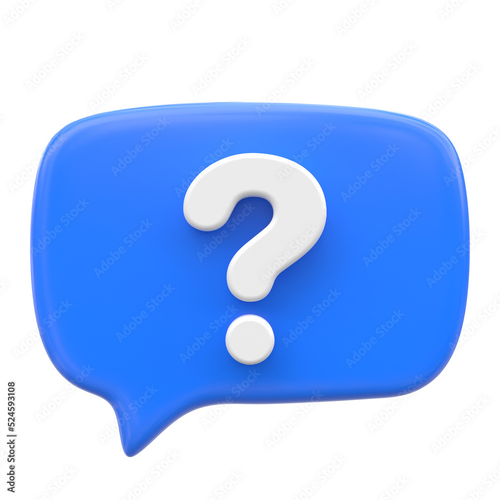 Question mark sign icon. Live chat. 3D icon. Question mark sign icon. Live chat. 3D icon.