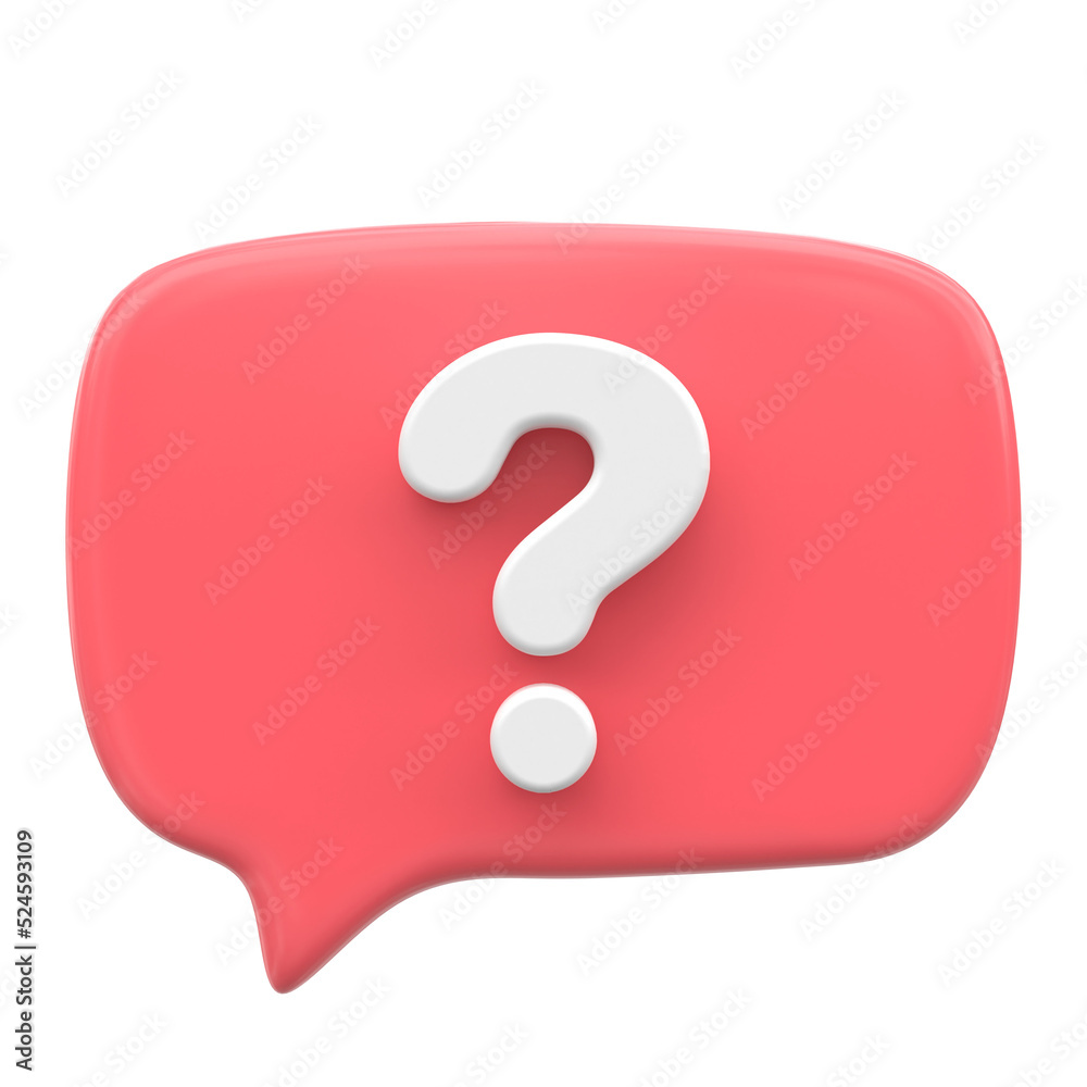 Question mark sign icon. Live chat. 3D icon. Question mark sign icon. Live chat. 3D icon.