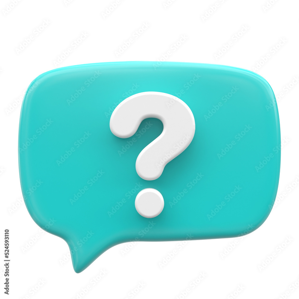 Question mark sign icon. Live chat. 3D icon. Question mark sign icon. Live chat. 3D icon.