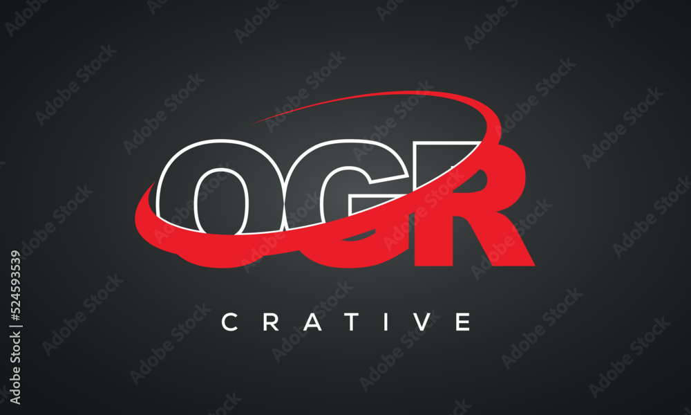 OGR letters typography monogram logo , creative modern logo icon with 360 symbol - obrazy, fototapety, plakaty 