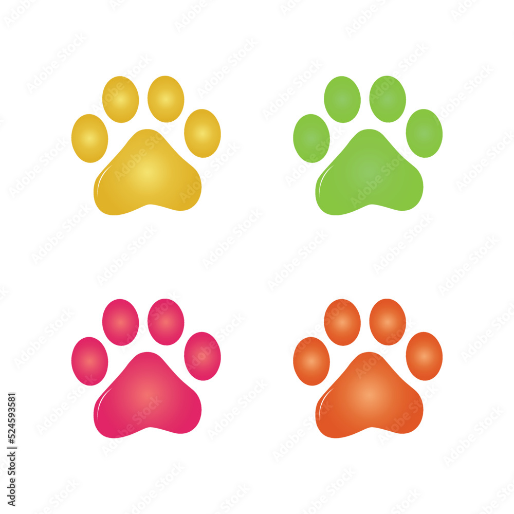 Fototapeta premium Colorful paw print vector logo icon set