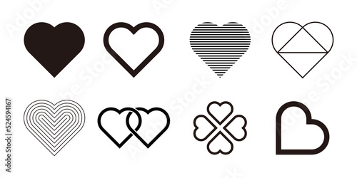 Simple, minimal style heart icon set.