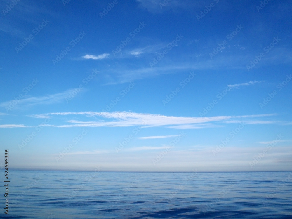 Sunny blue sky with sea horizon texture.