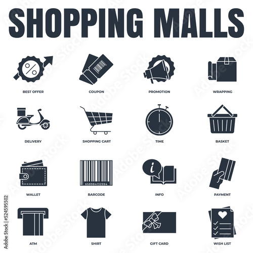 Set of Shopping malls icon logo vector illustration. Online supermarket pack symbol template for graphic and web design collection