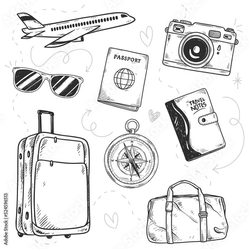 Travel element hand drawn illustration vector