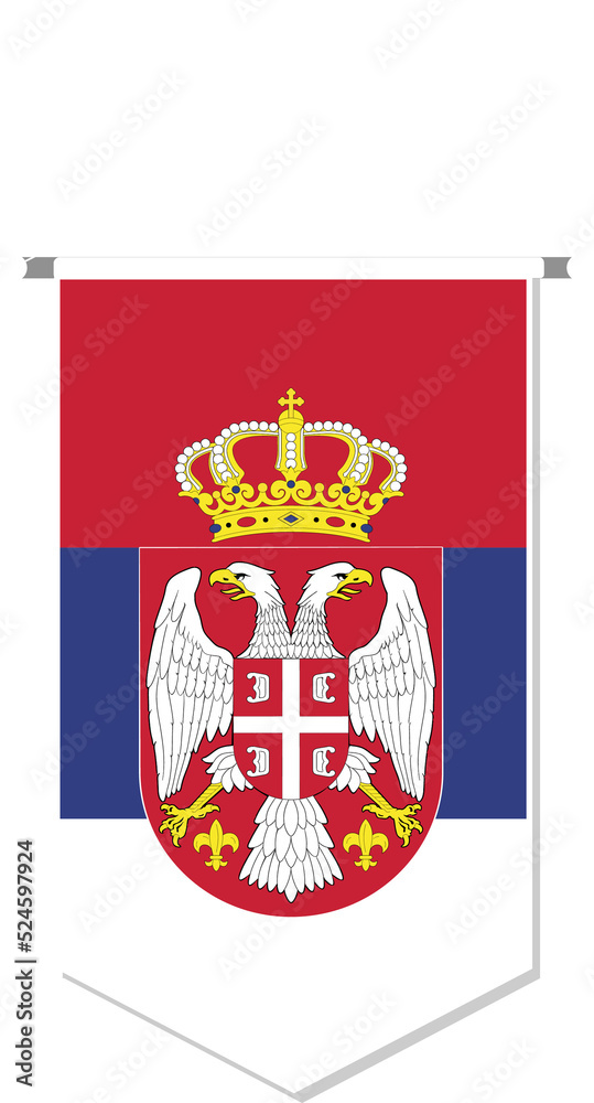 Serbia flag in soccer pennant, various shape.