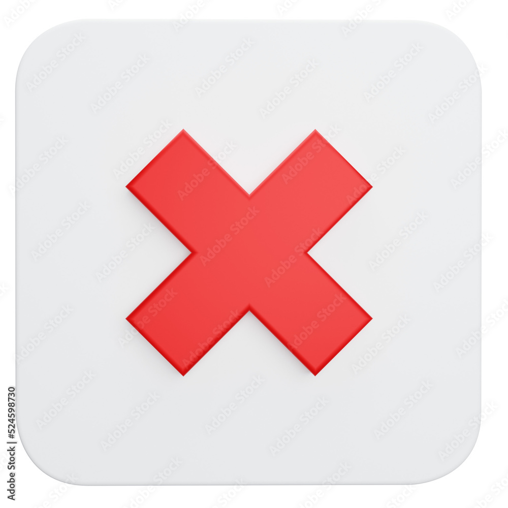 Delete reject sign button on transparent background. 3D Illustration Delete reject sign button on transparent background. 3D Illustration