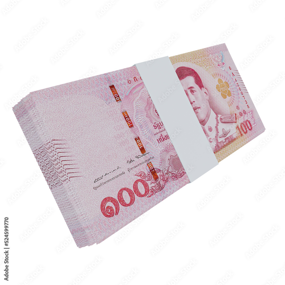Thailand currency baht 100: stack of baht thai banknote Thailand currency baht 100: stack of baht thai banknote