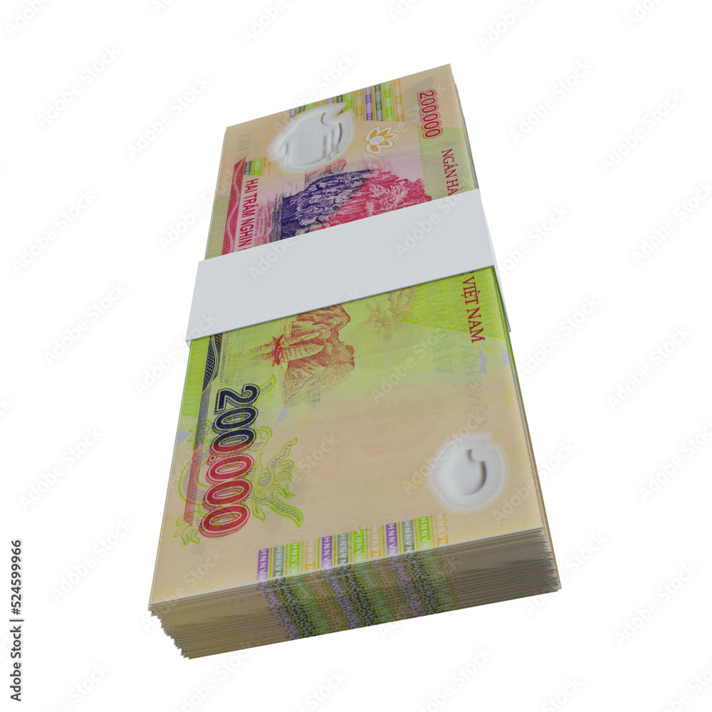 Vietnam Currency Dong 200.000: Stack of VND Vietnam banknote