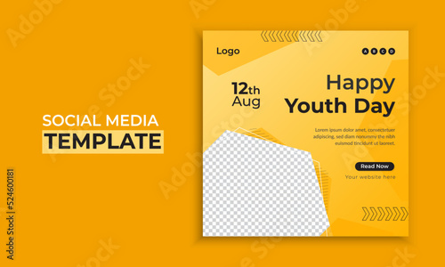 World youth day social media post template with yellow color background design