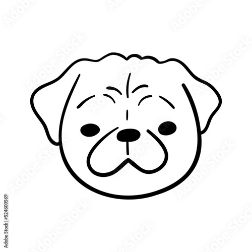 hand drawn lines cute dog face