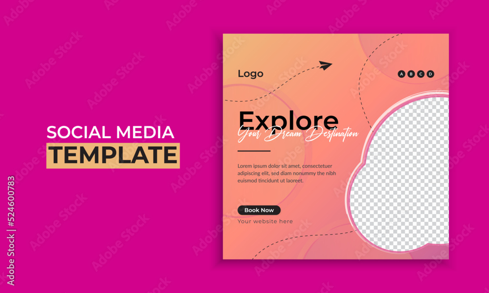 Fototapeta premium Holiday and tour adventure social media post template