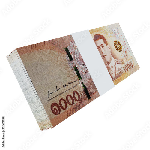 Thailand currency baht 1000: stack of baht thai banknote